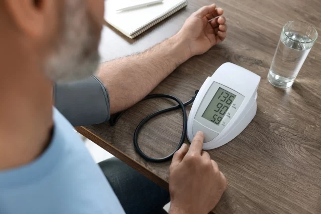 Persoana care isi masoara tensiunea arteriala